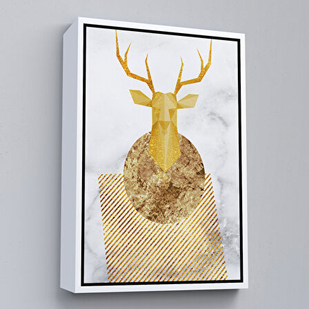 Siyah Çerçeveli Modern Altın Soyut Tablosu