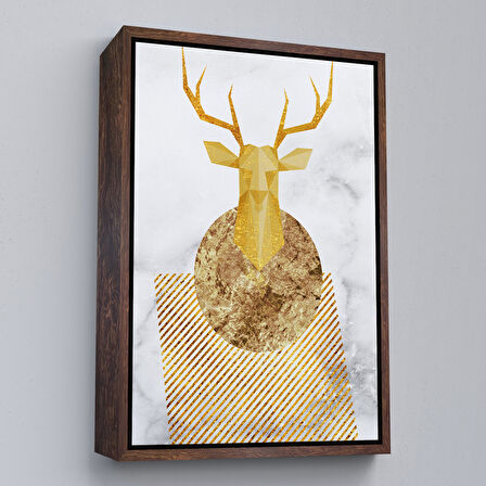 Siyah Çerçeveli Modern Altın Soyut Tablosu