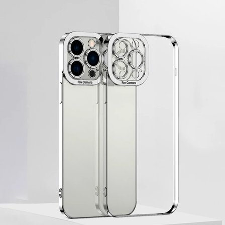 ALLY Fashion Series iPhone 12 Pro Kılıf Renkli Kenar Lazer Çerçeveli Silikon Kılıf-(5775)