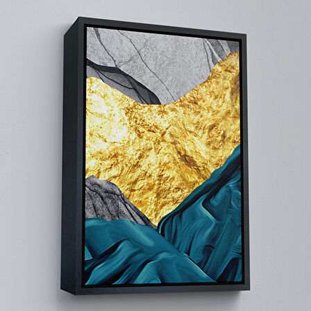 Altın Çerçeveli Modern Altın Soyut Tablosu