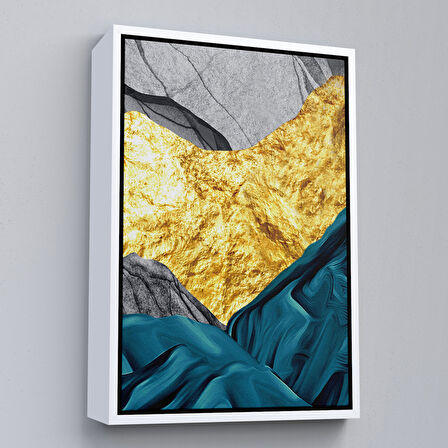 Altın Çerçeveli Modern Altın Soyut Tablosu
