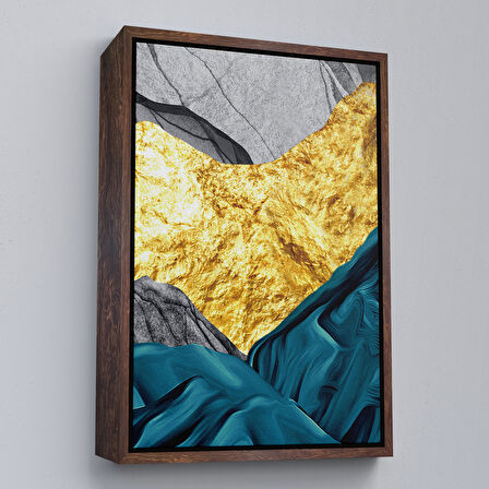 Altın Çerçeveli Modern Altın Soyut Tablosu