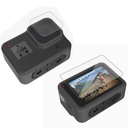 GOR Gopro Hero 8 2in1 Darbe Emici Ekran Koruyucu 2 SET-(5775)