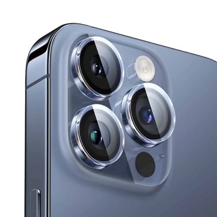 Baseus iPhone 15 Pro/15 Pro Max için Corning Serisi HD Cam Kamera Koruyucu-(5775) — Renk: Şeffaf 2