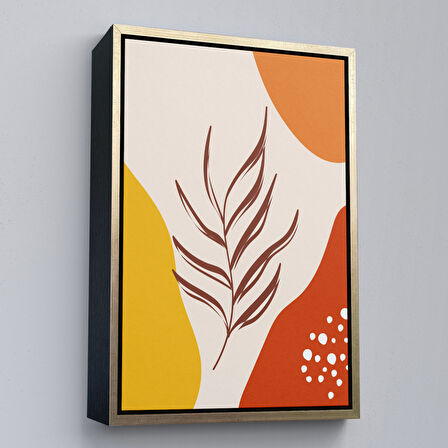 Altın Çerçeveli Modern Renkli Soyut Tablo