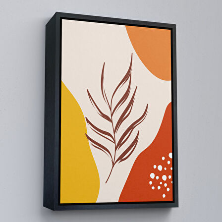 Kahverengi Çerçeveli Modern Renkli Soyut Tablo