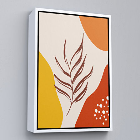 Kahverengi Çerçeveli Modern Renkli Soyut Tablo