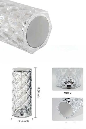 Yeni Nesil Modern Kristal Masa ve Gece Lambası Dokunmatik Renk Değiştirebilen
