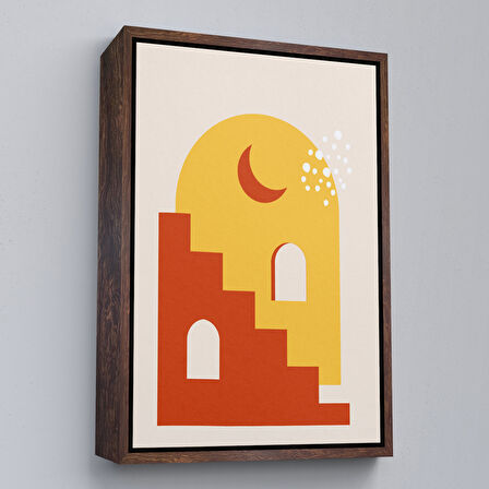 Altın Çerçeveli Modern Renkli Soyut Tablo