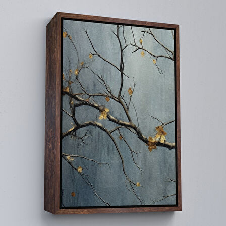 Beyaz Çerçeveli Soyut Kuru Dallar Tablosu