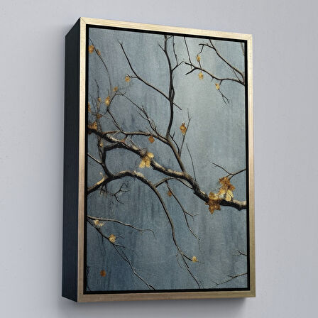 Beyaz Çerçeveli Soyut Kuru Dallar Tablosu