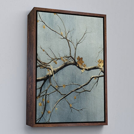 Beyaz Çerçeveli Soyut Kuru Dallar Tablosu