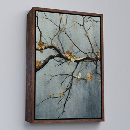 Beyaz Çerçeveli Soyut Kuru Dallar Tablosu