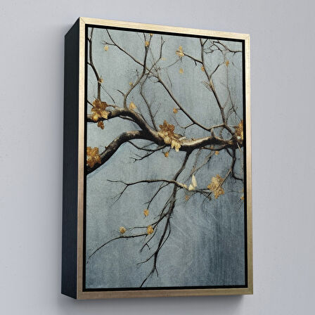 Beyaz Çerçeveli Soyut Kuru Dallar Tablosu