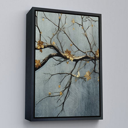 Beyaz Çerçeveli Soyut Kuru Dallar Tablosu