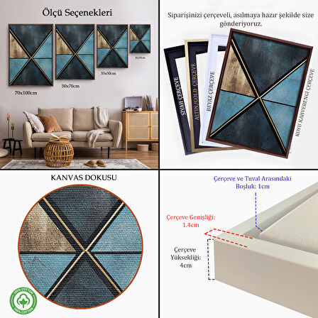 Beyaz Çerçeveli Modern Renkli Soyut Tablo