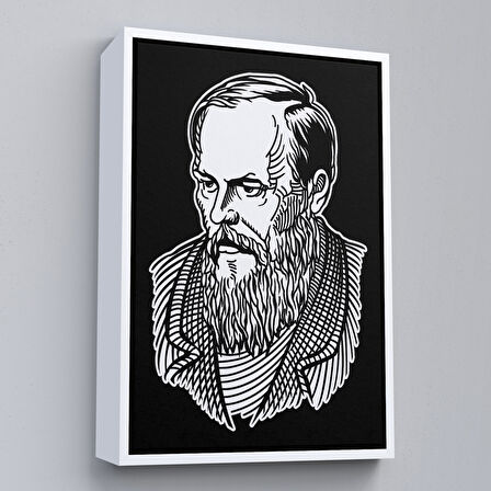 Beyaz Çerçeveli Fyodor Mihayloviç Dostoyevski Dekoratif Kanvas Tablo