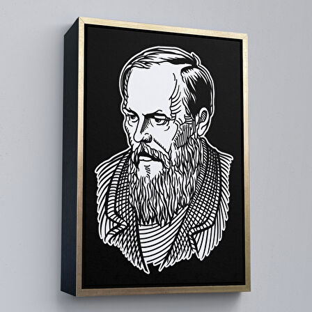 Beyaz Çerçeveli Fyodor Mihayloviç Dostoyevski Dekoratif Kanvas Tablo