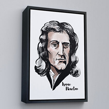 Siyah Çerçeveli Isaac Newton Dekoratif Kanvas Tablo