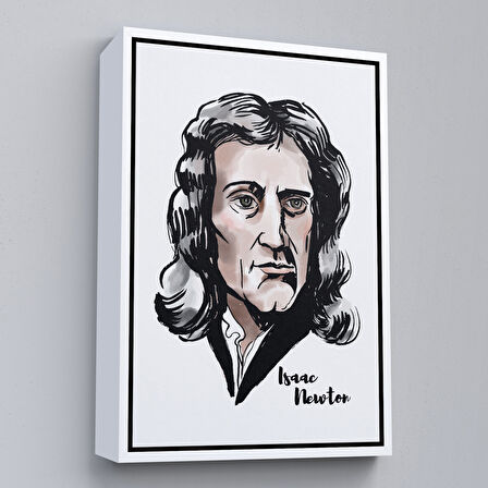 Siyah Çerçeveli Isaac Newton Dekoratif Kanvas Tablo