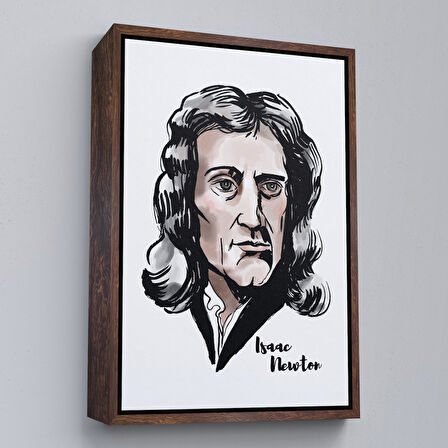 Siyah Çerçeveli Isaac Newton Dekoratif Kanvas Tablo