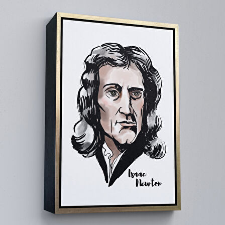 Siyah Çerçeveli Isaac Newton Dekoratif Kanvas Tablo