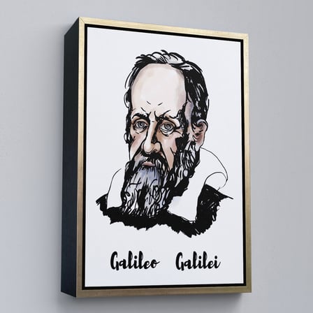 Beyaz Çerçeveli Galileo Galilei Dekoratif Kanvas Tablo
