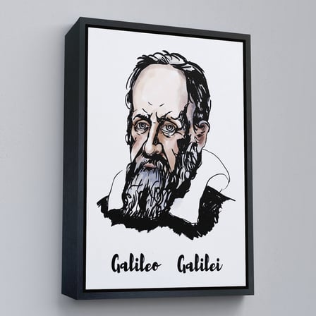 Beyaz Çerçeveli Galileo Galilei Dekoratif Kanvas Tablo