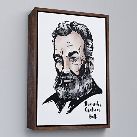 Altın Çerçeveli Alexander Graham Bell Dekoratif Kanvas Tablo