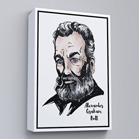 Altın Çerçeveli Alexander Graham Bell Dekoratif Kanvas Tablo