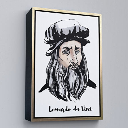 Kahverengi Çerçeveli Leonardo da Vinci Dekoratif Kanvas Tablo