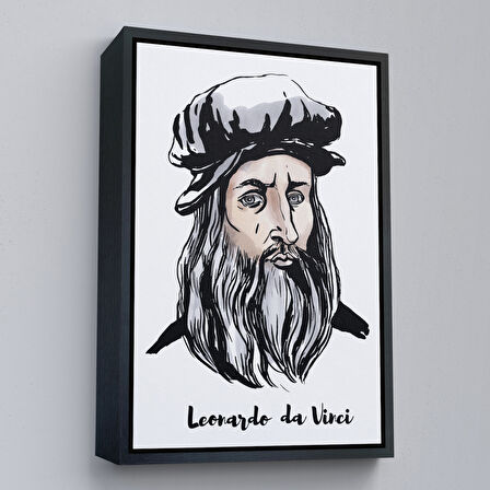 Kahverengi Çerçeveli Leonardo da Vinci Dekoratif Kanvas Tablo