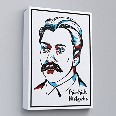 Beyaz Çerçeveli Friedrich Nietzsche Dekoratif Kanvas Tablo
