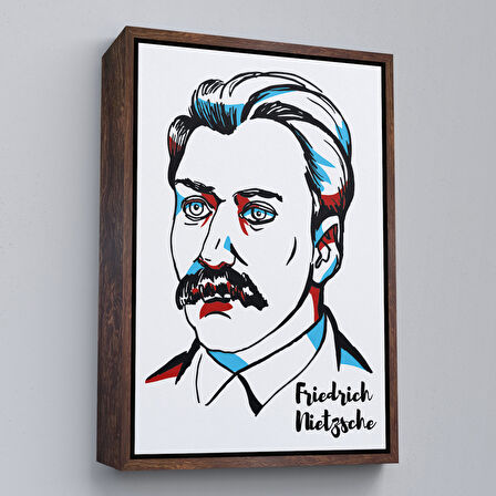 Beyaz Çerçeveli Friedrich Nietzsche Dekoratif Kanvas Tablo