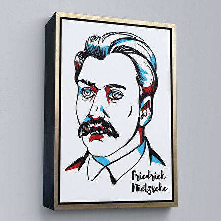 Beyaz Çerçeveli Friedrich Nietzsche Dekoratif Kanvas Tablo