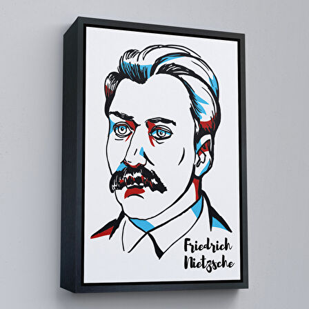Beyaz Çerçeveli Friedrich Nietzsche Dekoratif Kanvas Tablo