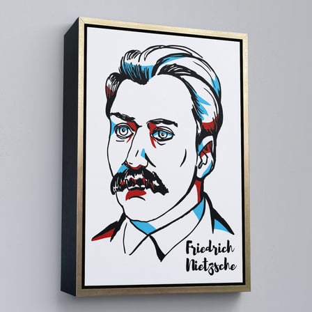 Altın Çerçeveli Friedrich Nietzsche Dekoratif Kanvas Tablo