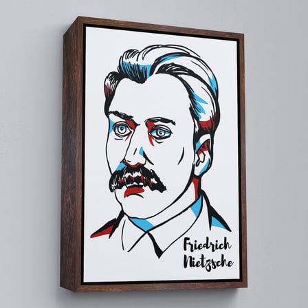 Altın Çerçeveli Friedrich Nietzsche Dekoratif Kanvas Tablo