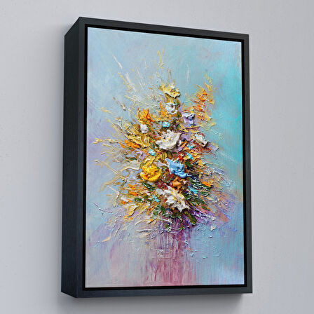 Altın Çerçeveli Yağlıboya Çiçek Sanatı Tablosu