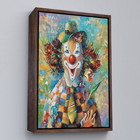 Beyaz Çerçeveli Renkli Palyaço Tablosu