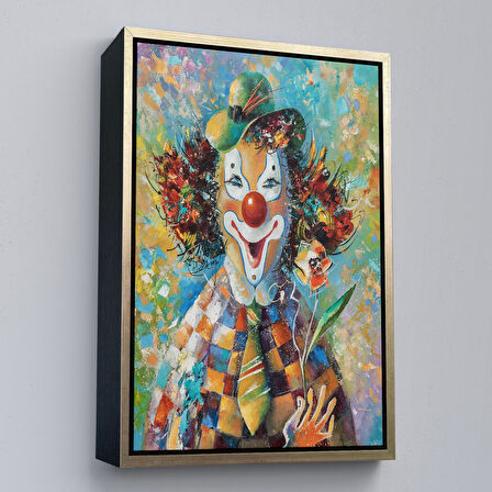 Beyaz Çerçeveli Renkli Palyaço Tablosu