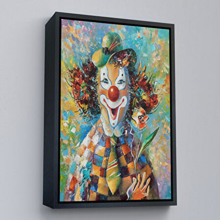 Beyaz Çerçeveli Renkli Palyaço Tablosu