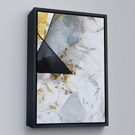 Altın Çerçeveli Modern Renkli Soyut Tablo