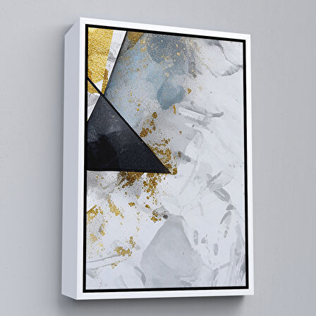 Altın Çerçeveli Modern Renkli Soyut Tablo