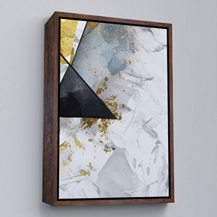 Altın Çerçeveli Modern Renkli Soyut Tablo