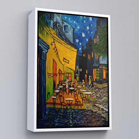 Altın Çerçeveli Forum Meydanı'ndaki Kafe Terası Arles 1888 Dekoratif Kanvas Duvar Tablosu