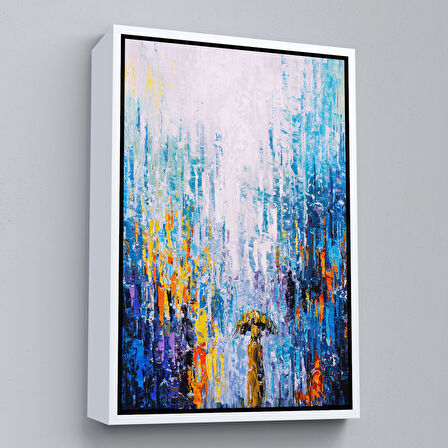 Siyah Çerçeveli Yağmurlu Bir Gün Yağlıboya Görünüm Dekoratif Kanvas Duvar Tablosu