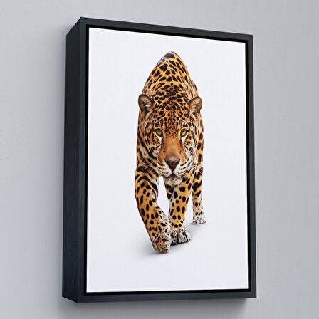 Altın Çerçeveli Vahşi Leopar Tablosu