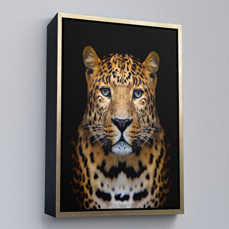 Beyaz Çerçeveli Leopar Dekoratif Kanvas Tablo