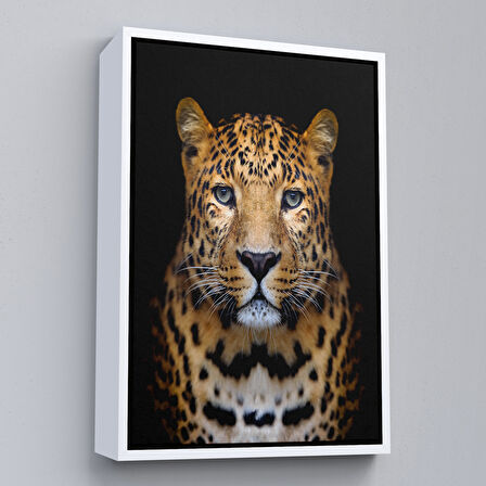 Kahverengi Çerçeveli Leopar Dekoratif Kanvas Tablo